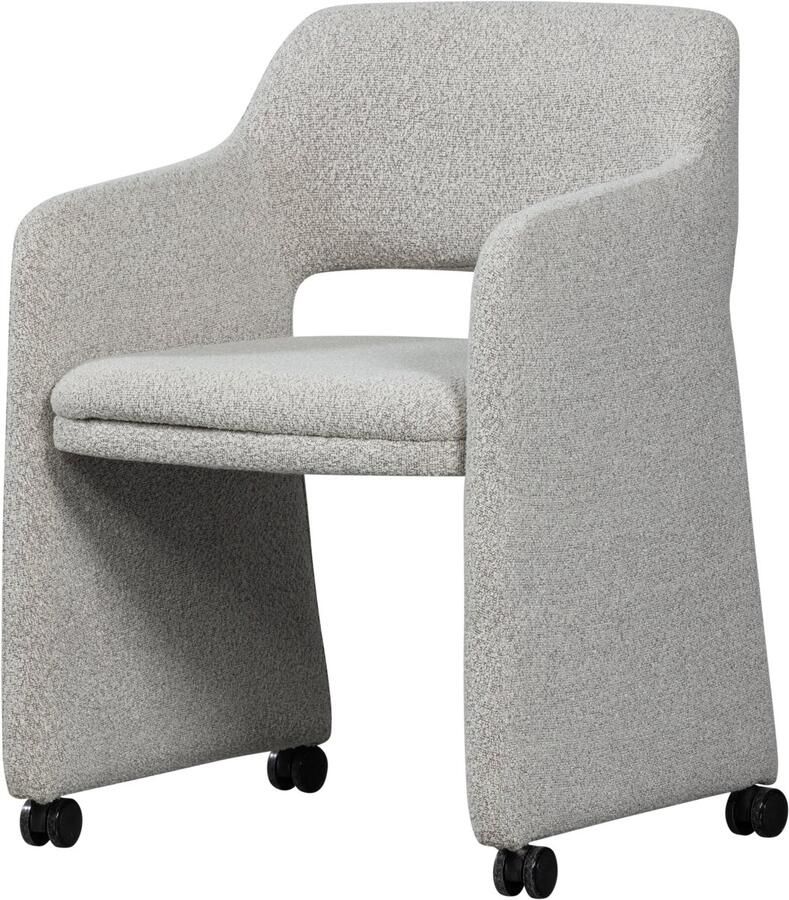 WOOOD Lyric Eetkamerstoel Met Wieltjes Polyester Greige 79x59x58