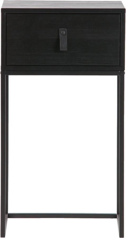 WOOOD Zola Nachtkastje Met Lade Grenen Geborsteld Zwart 74x40x35 - Foto 3