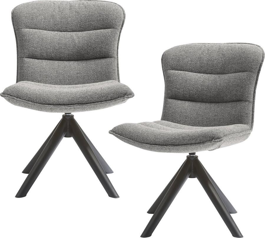 WOOOD draaibare eetkamerstoelen Nika Polyester Grijs Set van 6 - Foto 2
