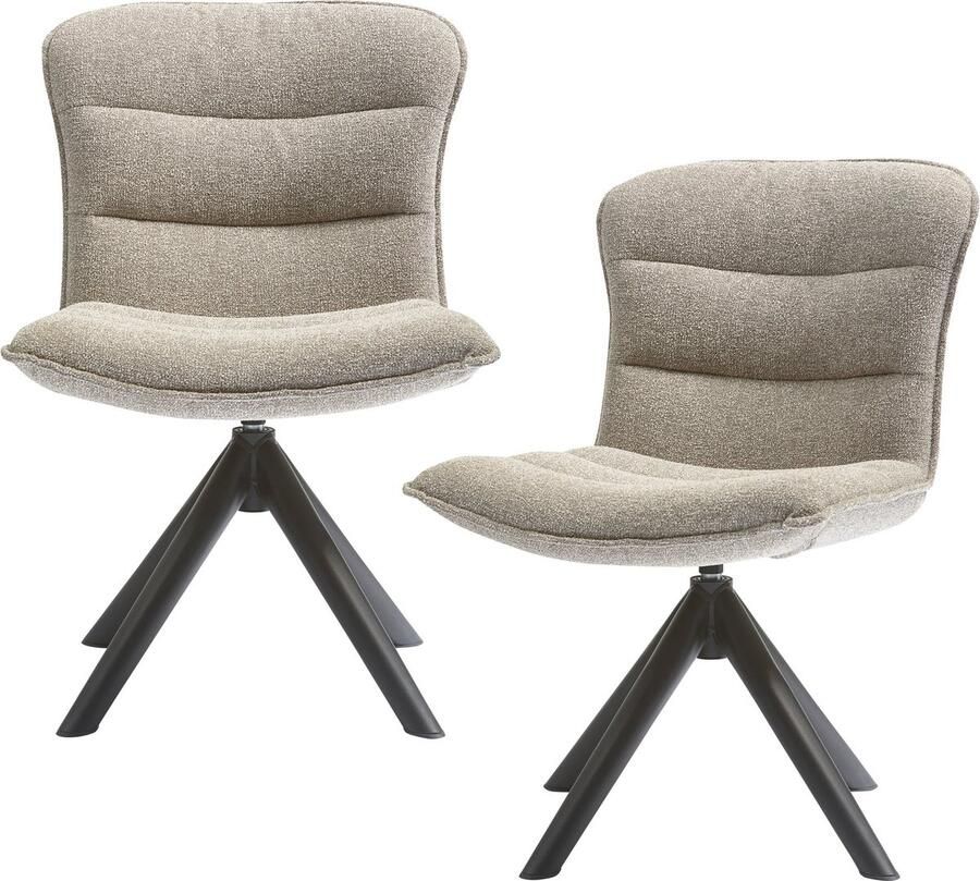 WOOOD Nika Draaibare Eetkamerstoelen Polyester Taupe Set van 4 - Foto 2