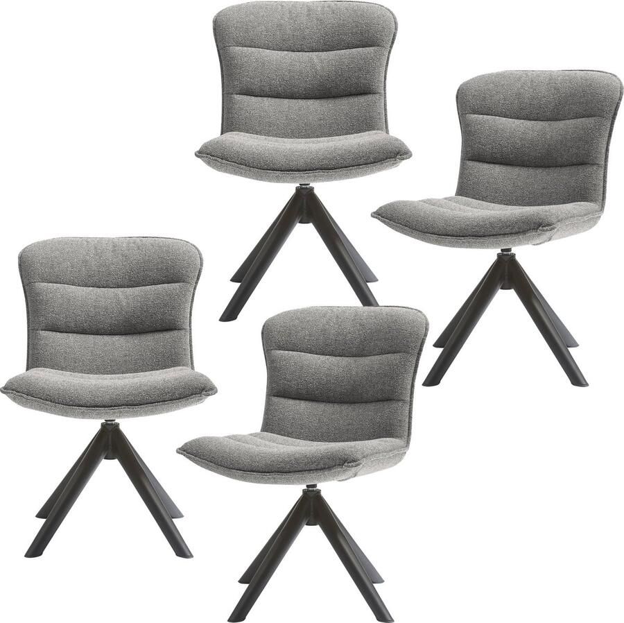 WOOOD draaibare eetkamerstoelen Nika Polyester Grijs Set van 4