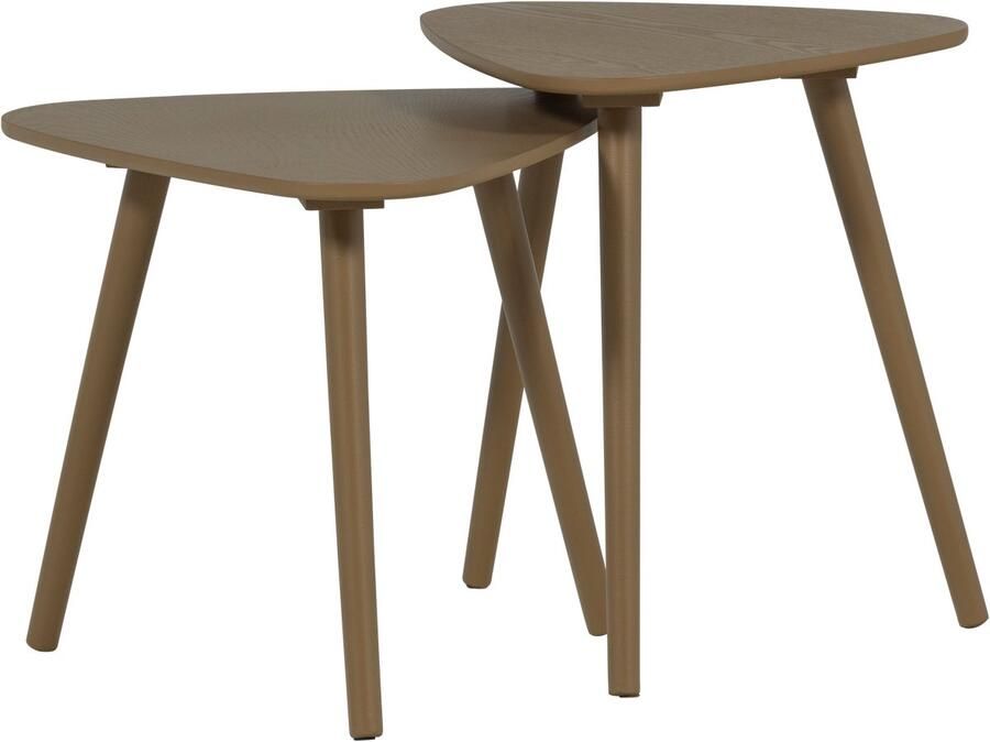 WOOOD Nila Bijzettafels Hout Mud Set van 2