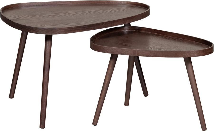 WOOOD Nissa Bijzettafels Walnoot Set van 2 39x71x52