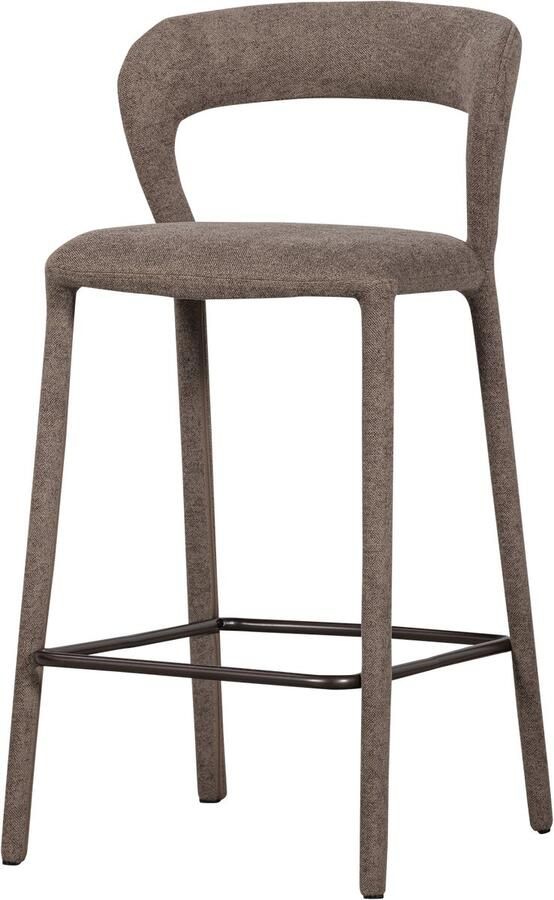 WOOOD Noble Barstoel Bekleed Van Top Tot Teen Geweven Stof Taupe 95x48x52 cm