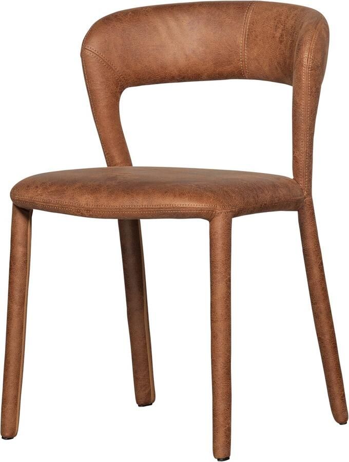 WOOOD Noble Eetkamerstoel Leerlook Cognac 76x51x56