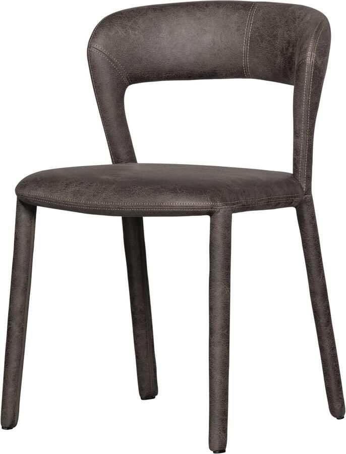 WOOOD Noble Eetkamerstoel Leerlook Zwart Grijs 76x51x56