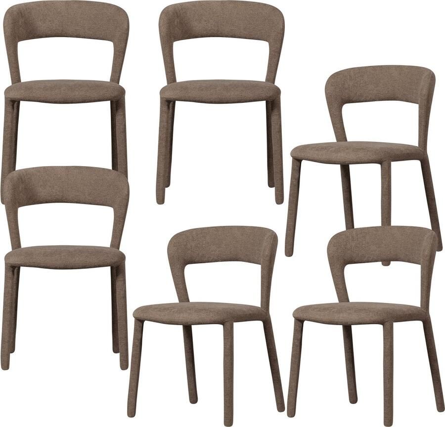 BePureHome eetkamerstoelen Noble Polyester Taupe Set van 6
