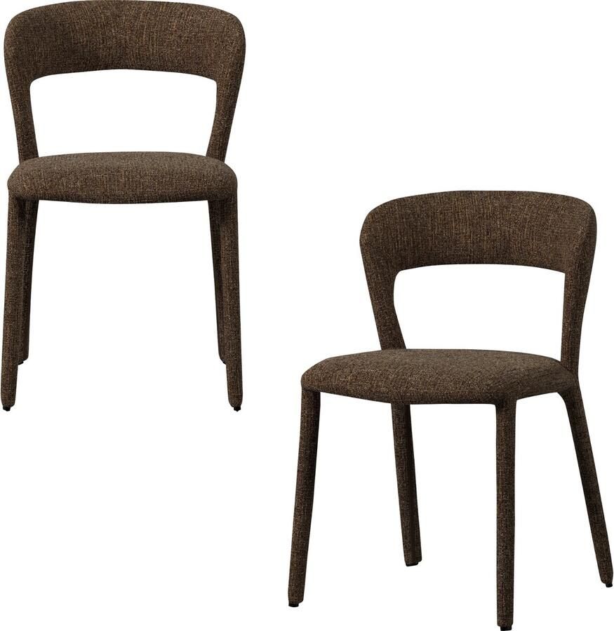 WOOOD Noble Eetkamerstoelen Polyester Warm Bruin Set van 2