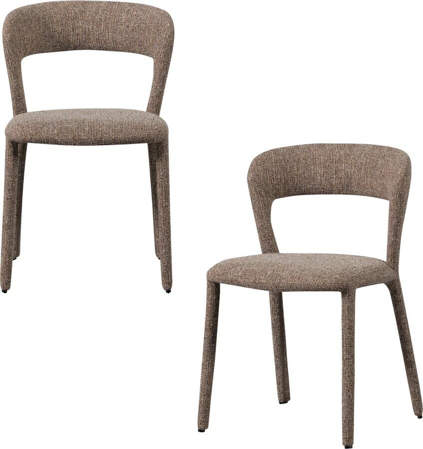 WOOOD Noble Eetkamerstoelen Polyester Zand Melange Set van 2