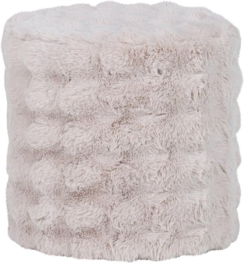 WOOOD Olven Poef Hoog Fluffy Stof Naturel 46x46x46 cm