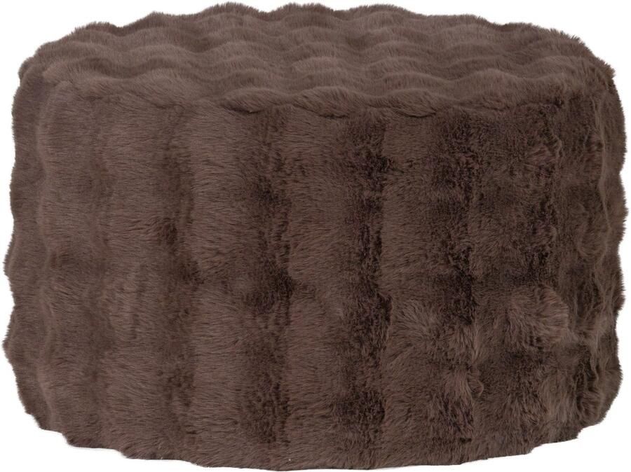 WOOOD Olven Poef Laag Fluffy Stof Bruin 36x60x60 cm