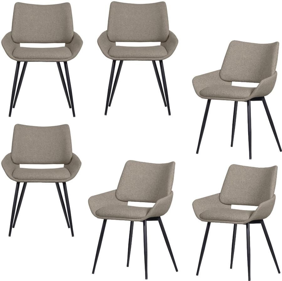 WOOOD Parade Eetkamerstoel Kuipvormige Zitting Melange Stof Zand Beige 83x58x55 cm