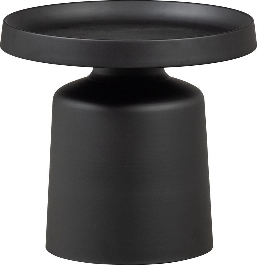 WOOOD Peer Bijzettafel Rond Met Brede Organische Poot Metaal Zwart 45Ø49 cm