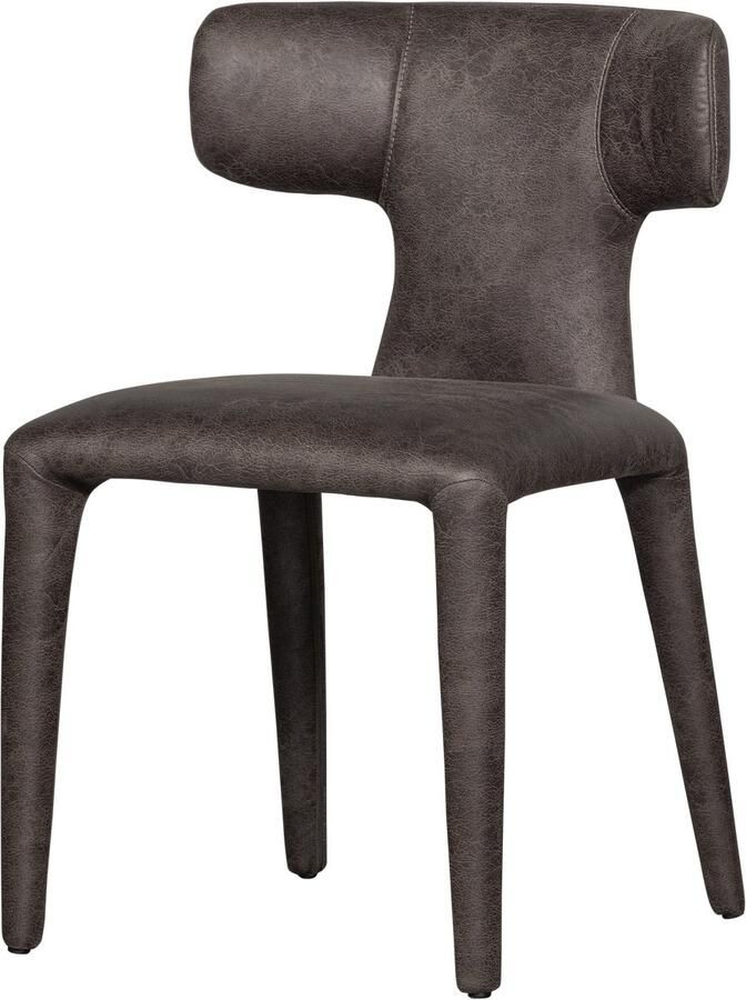 WOOOD Permit Eetkamerstoel Leerlook Zwart Grijs 78x52x53