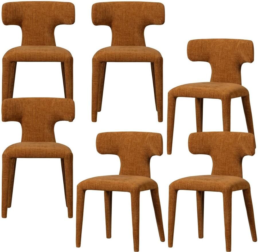WOOOD Permit Eetkamerstoelen Polyester Cinnamon Set van 6