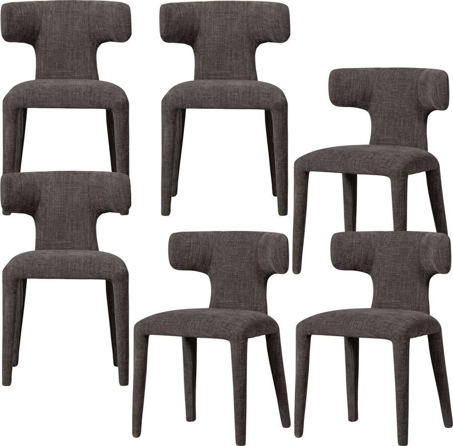 BePureHome Permit Eetkamerstoelen Polyester Espresso Set van 6