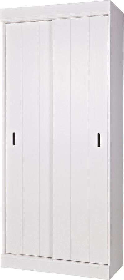 WOOOD Row Plankenkast Met Schuifdeuren Grenen Wit 195x85x44 - Foto 4