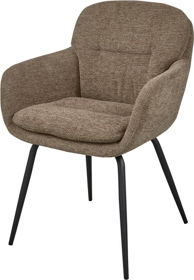 WOOOD RUNA EETKAMERSTOEL CHENILLE DONKER ZAND SET VAN 2