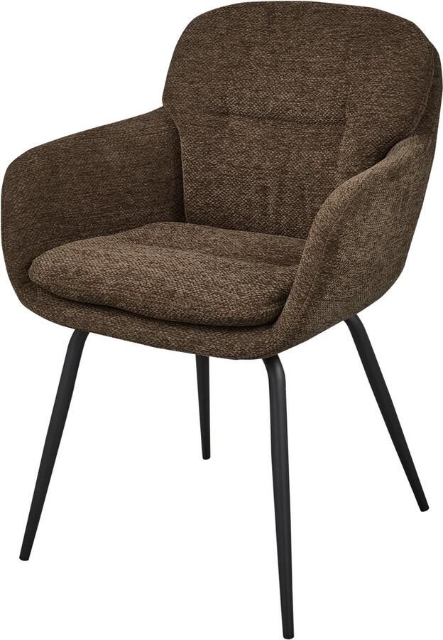 WOOOD Runa Eetkamerstoel Chenille Stof Warm Bruin 82x57x59 cm