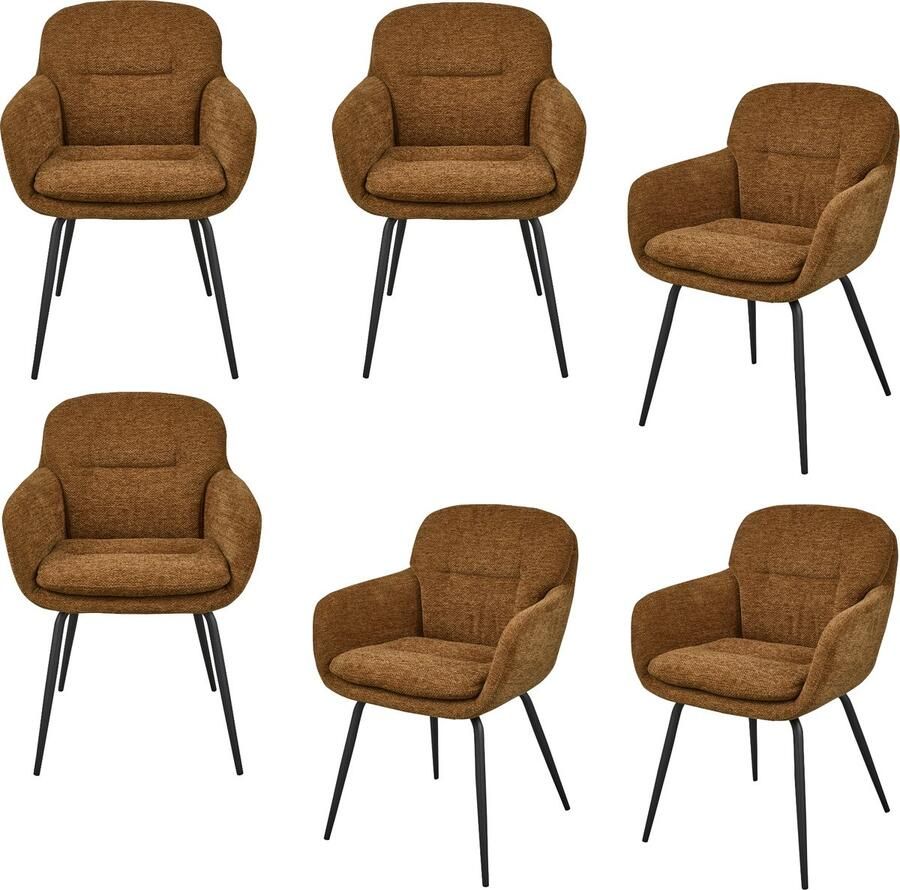 WOOOD Runa Eetkamerstoel Chenille Stof Bruin Geel 82x57x59 cm