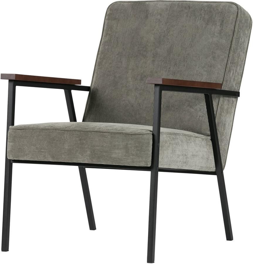 WOOOD Sally Fauteuil Ribstof Vergrijsd Groen 87x65x82 - Foto 3