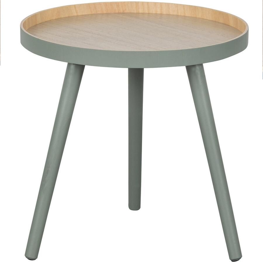 WOOOD Sasha Bijzettafel MDF Tafelblad En Essenhouten Poten Groen 41x41x40.5 cm