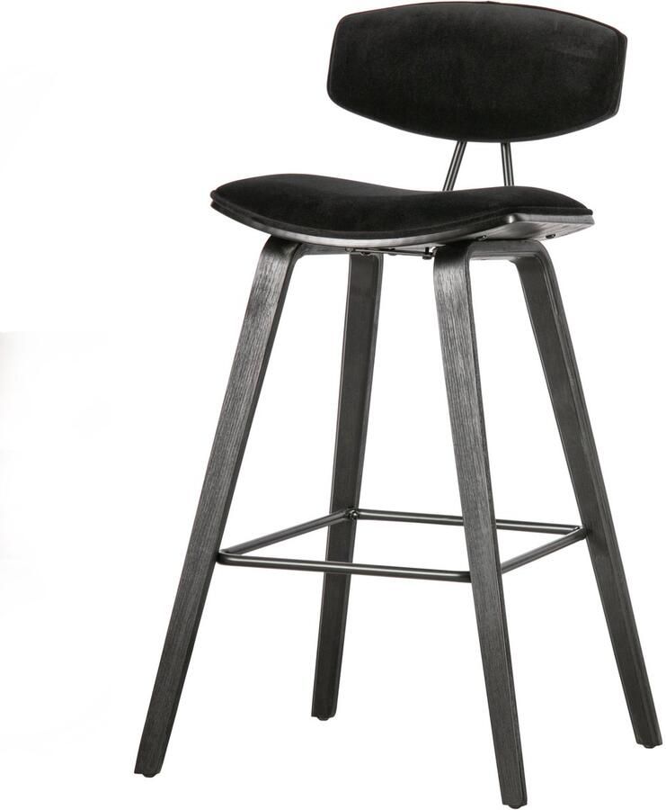 WOOOD SENN BARSTOEL VELVET ZWART SET VAN 2