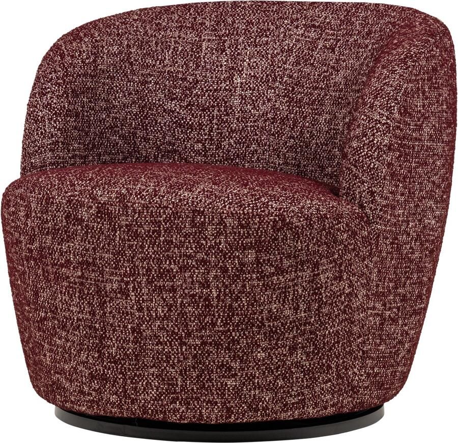 WOOOD Serra Draaifauteuil Melange Stof Bordeauxrood 68x70x77 cm
