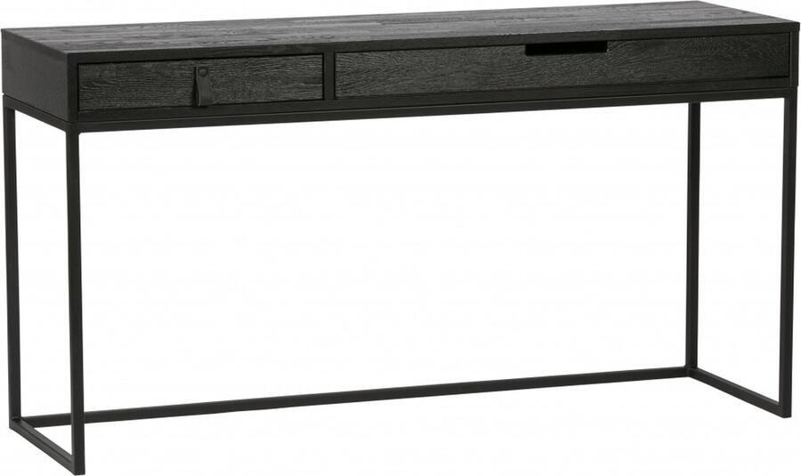 WOOOD Silas Bureau Met Twee Handige Lades Essenhout Blacknight Zwart 75x140x44 cm - Foto 7