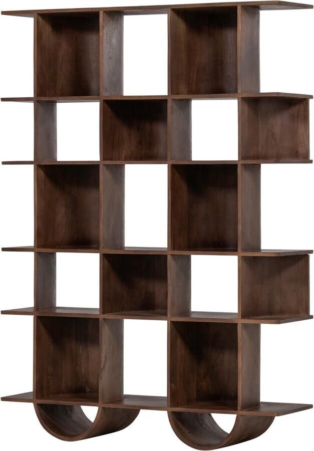 WOOOD Sinne Boekenkast Mangohout Walnoot Bruin 180X130 - Foto 3