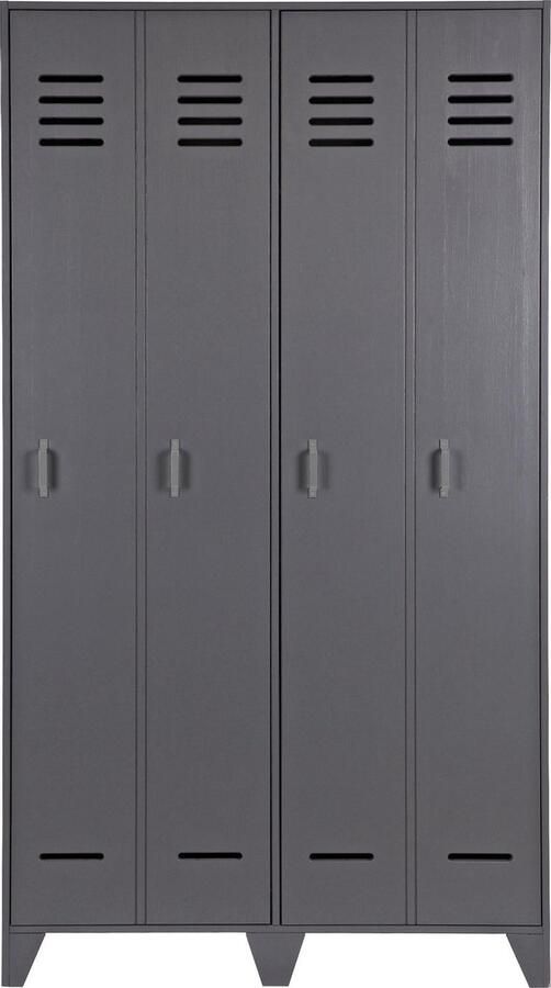 WOOOD Stijn Kledingkast 2-Deurs Grenen Staal Grijs 103x187x40 - Foto 10