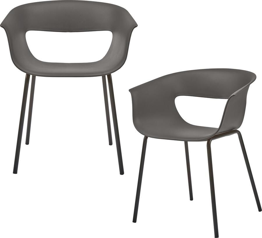 WOOOD Stine Eetstoelen Bruin Grijs Set van 2