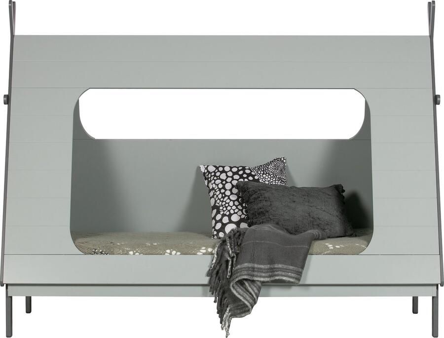 WOOOD Tipi Bed incl Lattenbodem Excl Lade Grenen Betongrijs 163x215x106