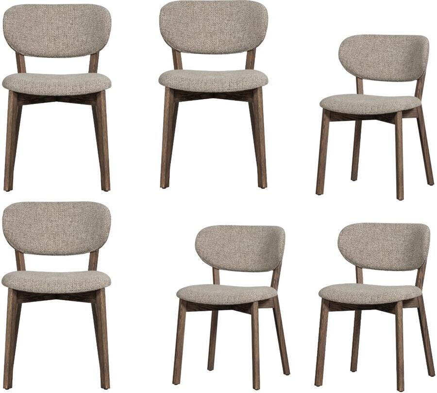 WOOOD Udar Eetkamerstoel Houte Frame Polyester Donkerbruin 82x51x60