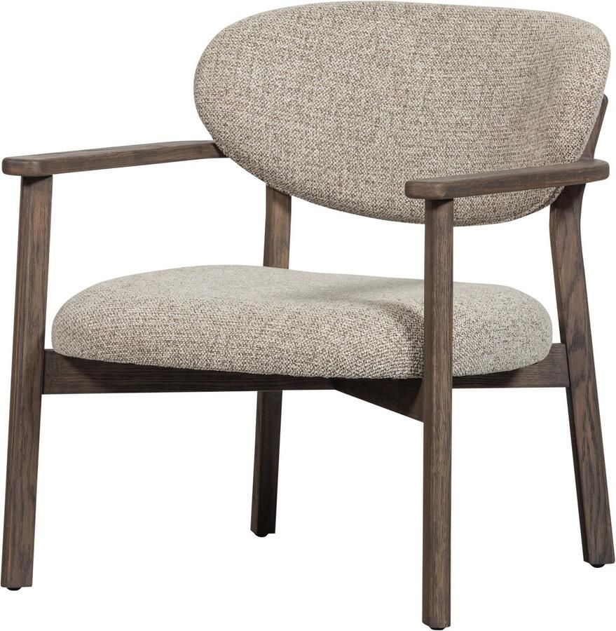 WOOOD Udar Fauteuil Met Houten Frame Geweven Stof Donkerbruin
