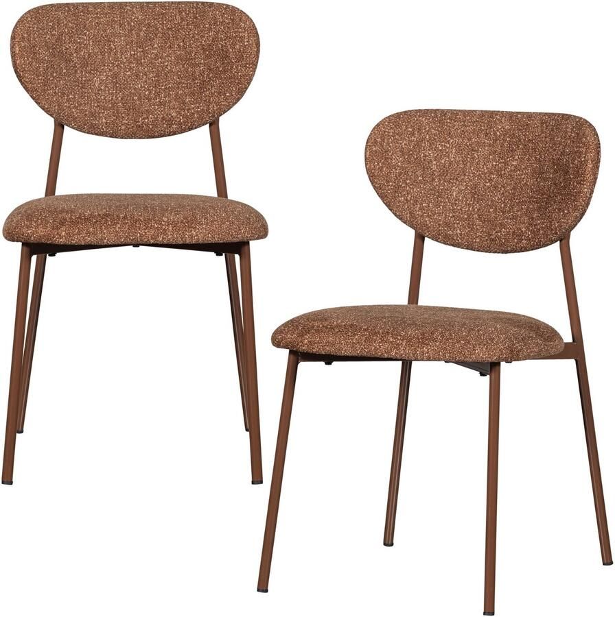 WOOOD Valor Eetkamerstoelen Polyester Bruin Set van 2