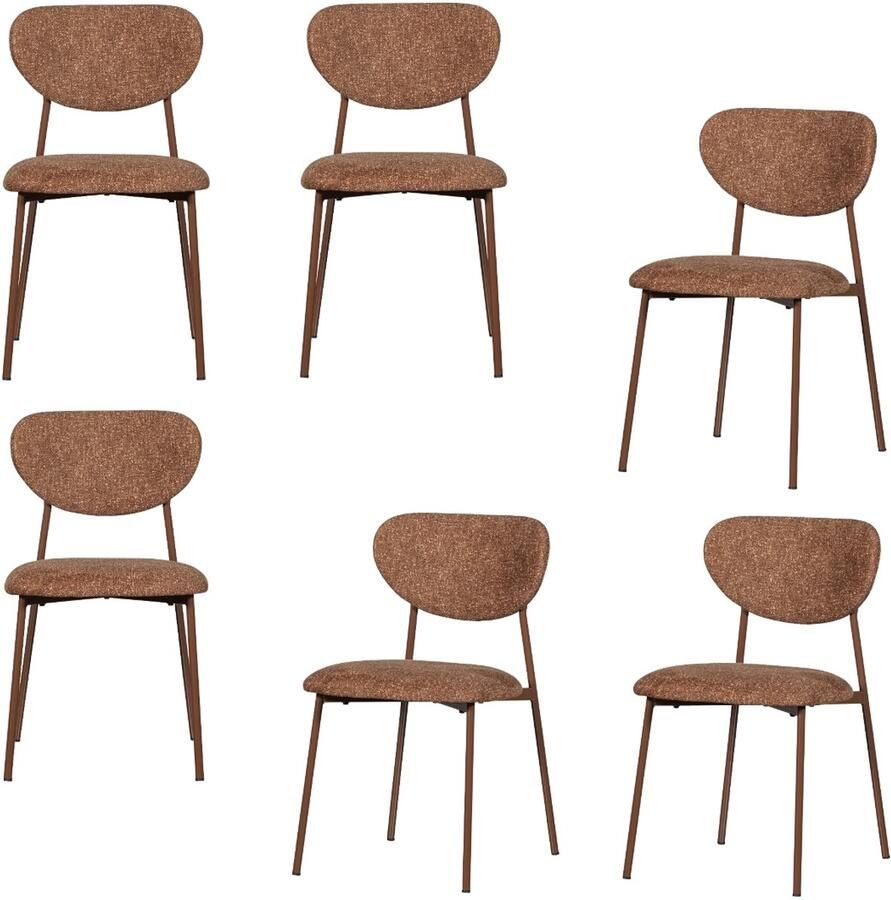 WOOOD Valor Eetkamerstoel Polyester Bruin Set van 2 77x46x56