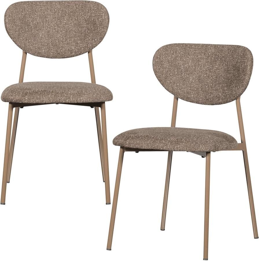 WOOOD Valor Eetkamerstoelen Polyester Zand- Set van 2