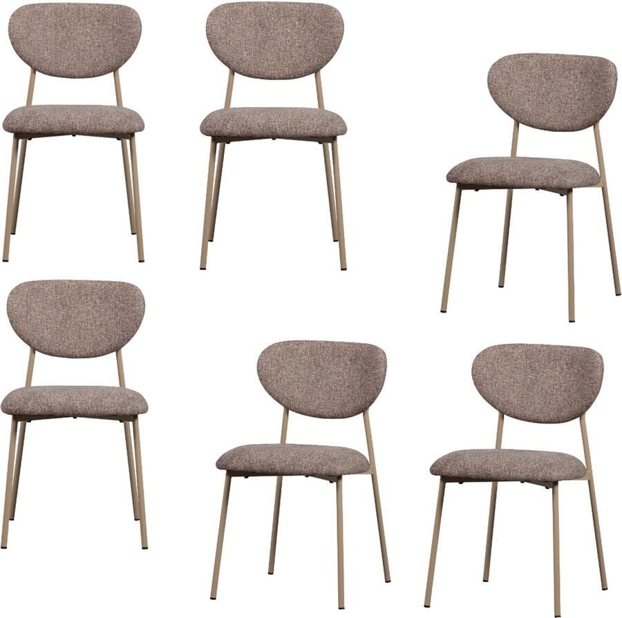 WOOOD Valor Eetkamerstoel Polyester Zand Set van 2 77x46x56