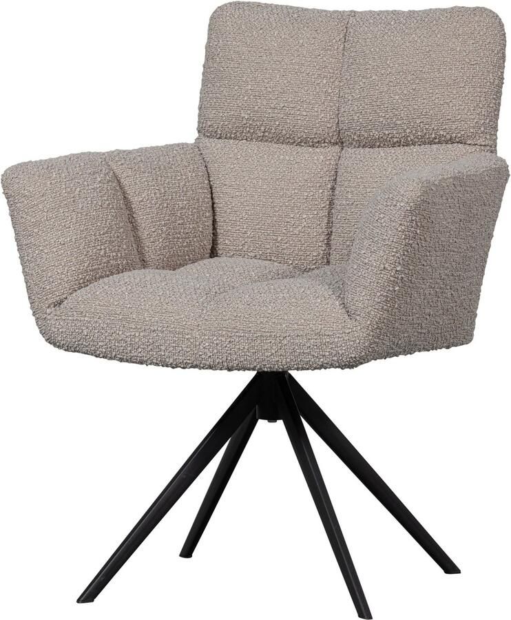 WOOOD Vinny Draaistoel met Armleuningen Bouclé Stof Zand Beige 89x70x61 cm - Foto 2
