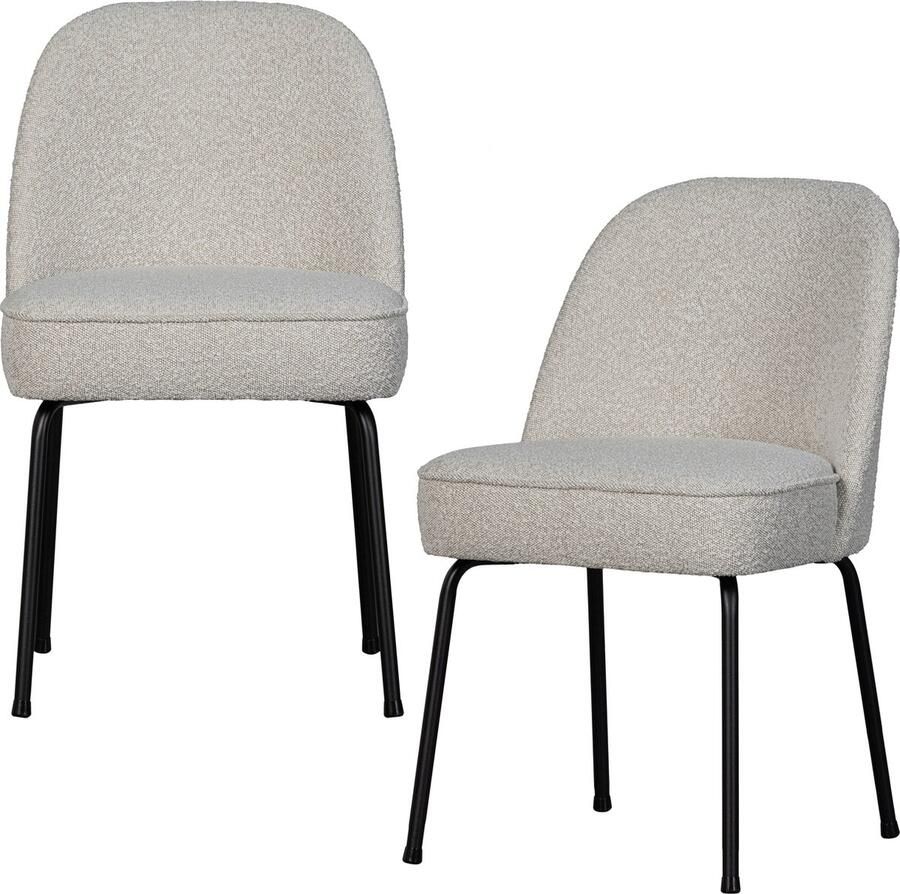 WOOOD Vogue Eetkamerstoelen Bouclé Naturel Set van 2