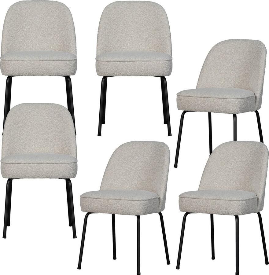 BePureHome eetkamerstoelen Vogue Bouclé Naturel Set van 6