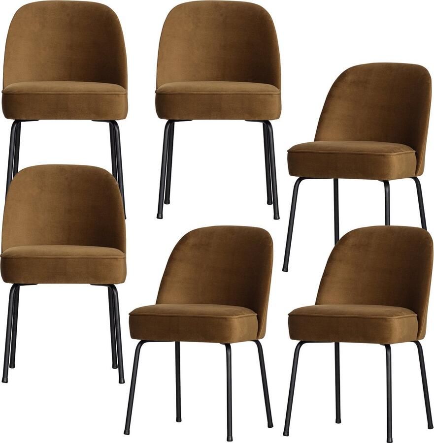 BePureHome Vogue Eetkamerstoelen Fluweel Honinggeel Set van 6