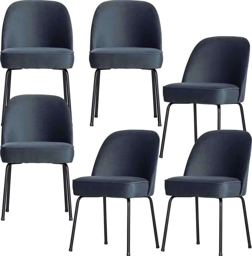 BePureHome eetkamerstoelen Vogue Fluweel Teal Set van 6
