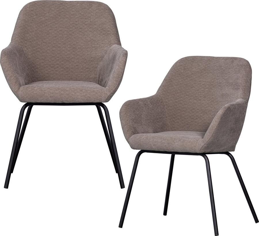WOOOD Vos Eetkamerstoelen Polyester Taupe Set van 2