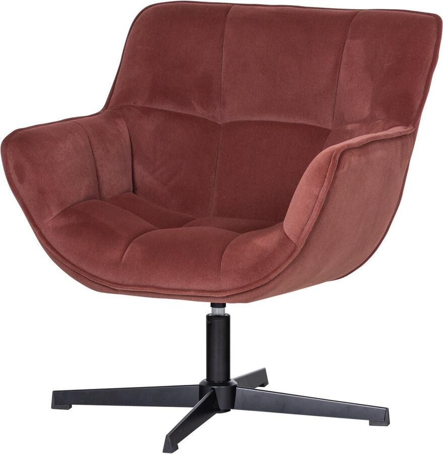 WOOOD Wibo Draaifauteuil Velvet Mat Bruinrood 94x71x83 cm