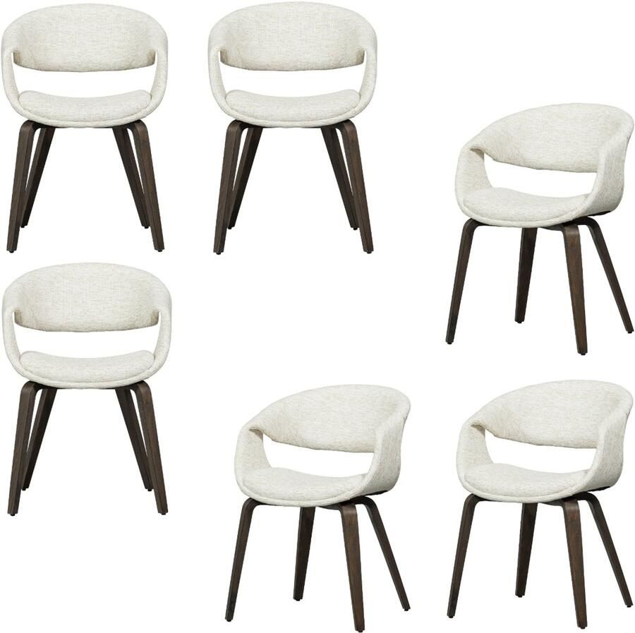 WOOOD Yossi Eetkamerstoelen Houten Bruine Poot Naturel Set van 6