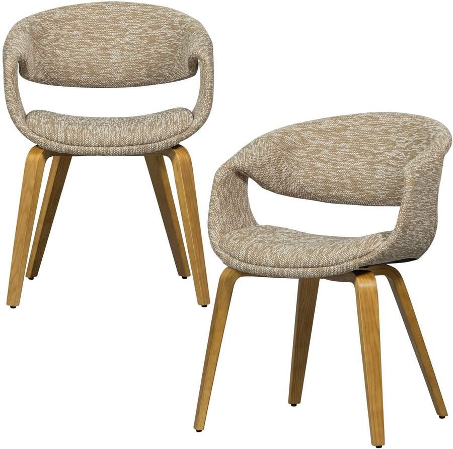 WOOOD Yossi Eetkamerstoelen Met Houten Naturel Poot Zand Set van 2