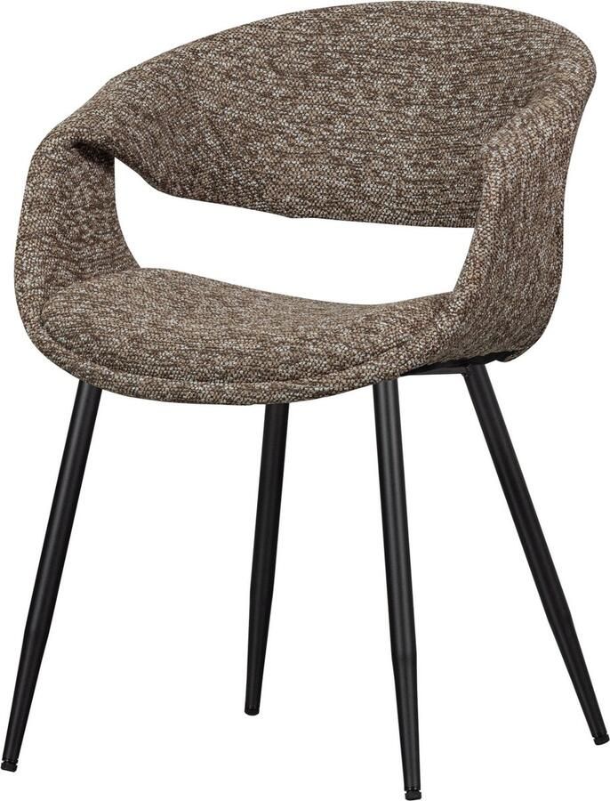 WOOOD Yossi Eetkamerstoelen Metalen Zwarte Poot Bruin Set van 2 - Foto 2