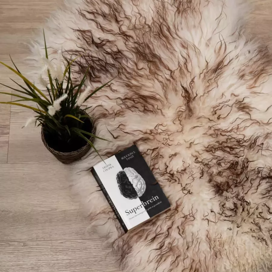 WOOOL IJslandse Schapenvacht Wit Bruin CURLY XS (80x45cm) 100% Natuurlijk & Echt Vloerkleed ECO+ - Foto 2